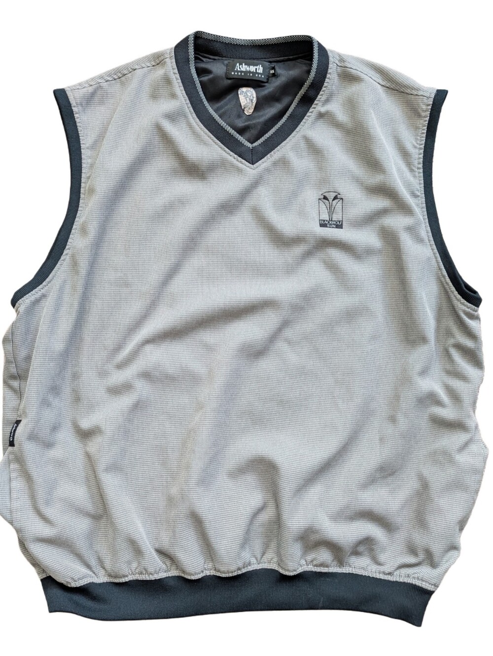 Ashworth Mens Gray Black Blackwolf Run Windbreaker Sleeveless Golf Vest Size XXL